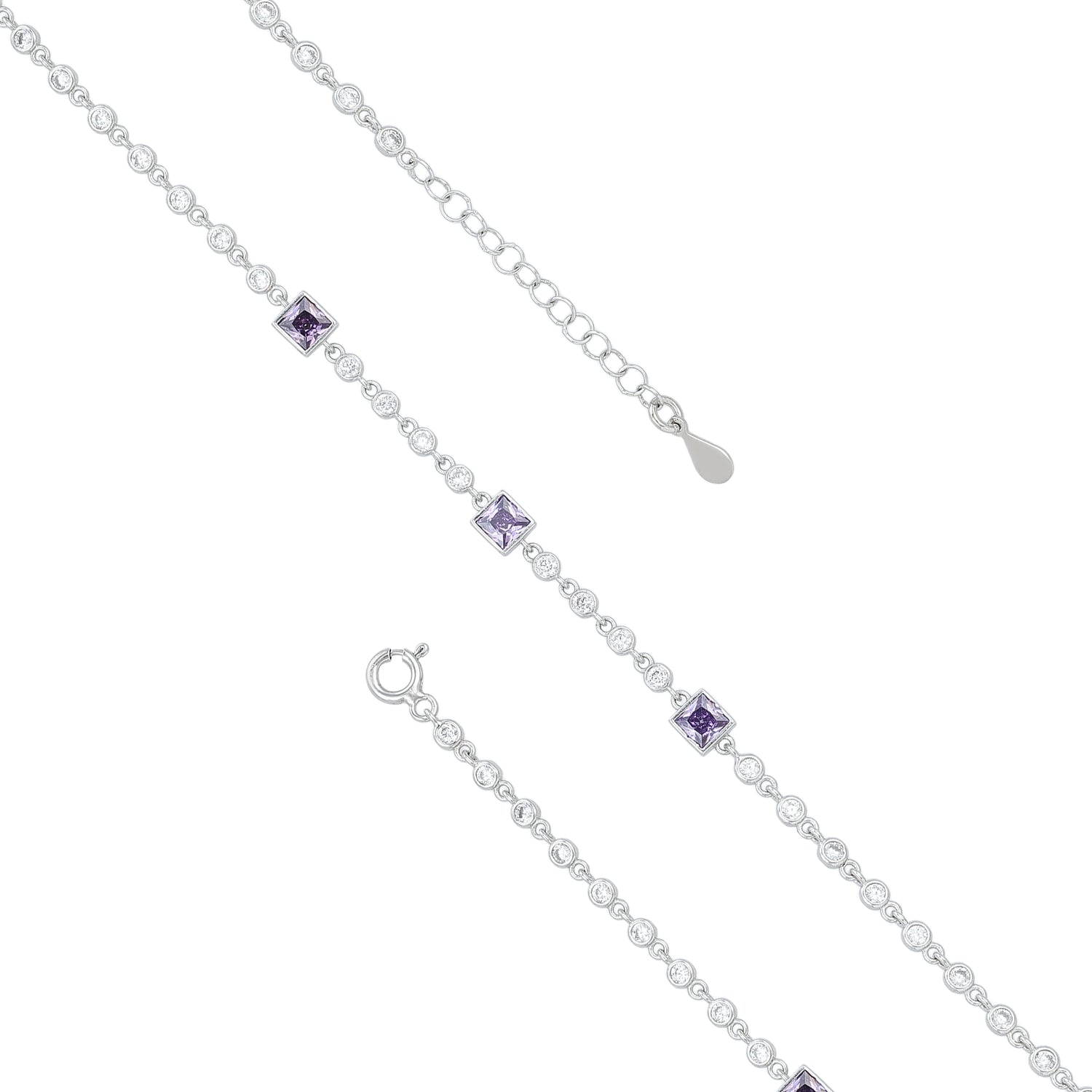 Violet Radiance 925 Sterling Silver Chain Bracelet for Women