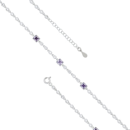 Violet Radiance 925 Sterling Silver Chain Bracelet for Women