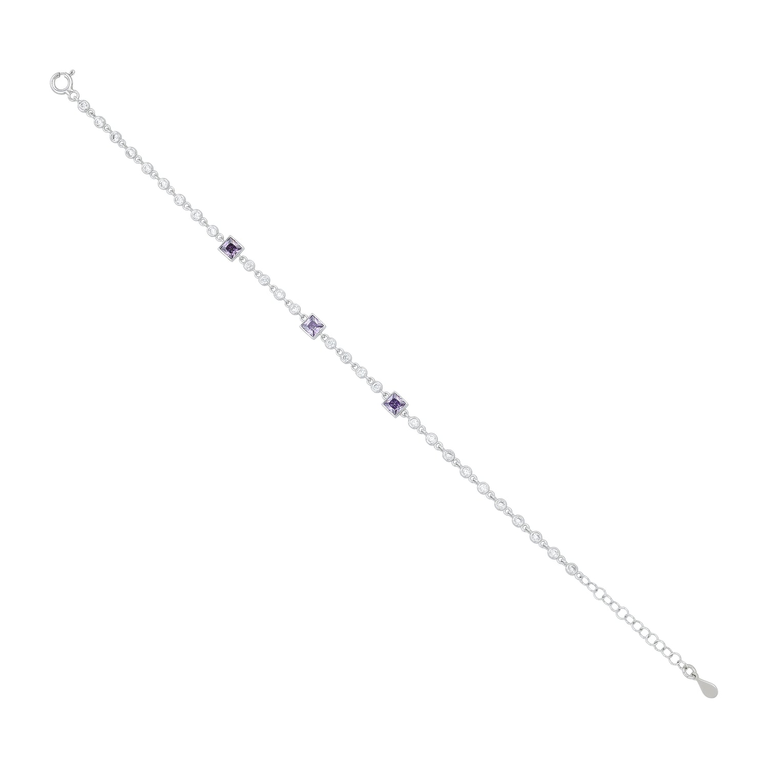 Violet Radiance 925 Sterling Silver Chain Bracelet for Women