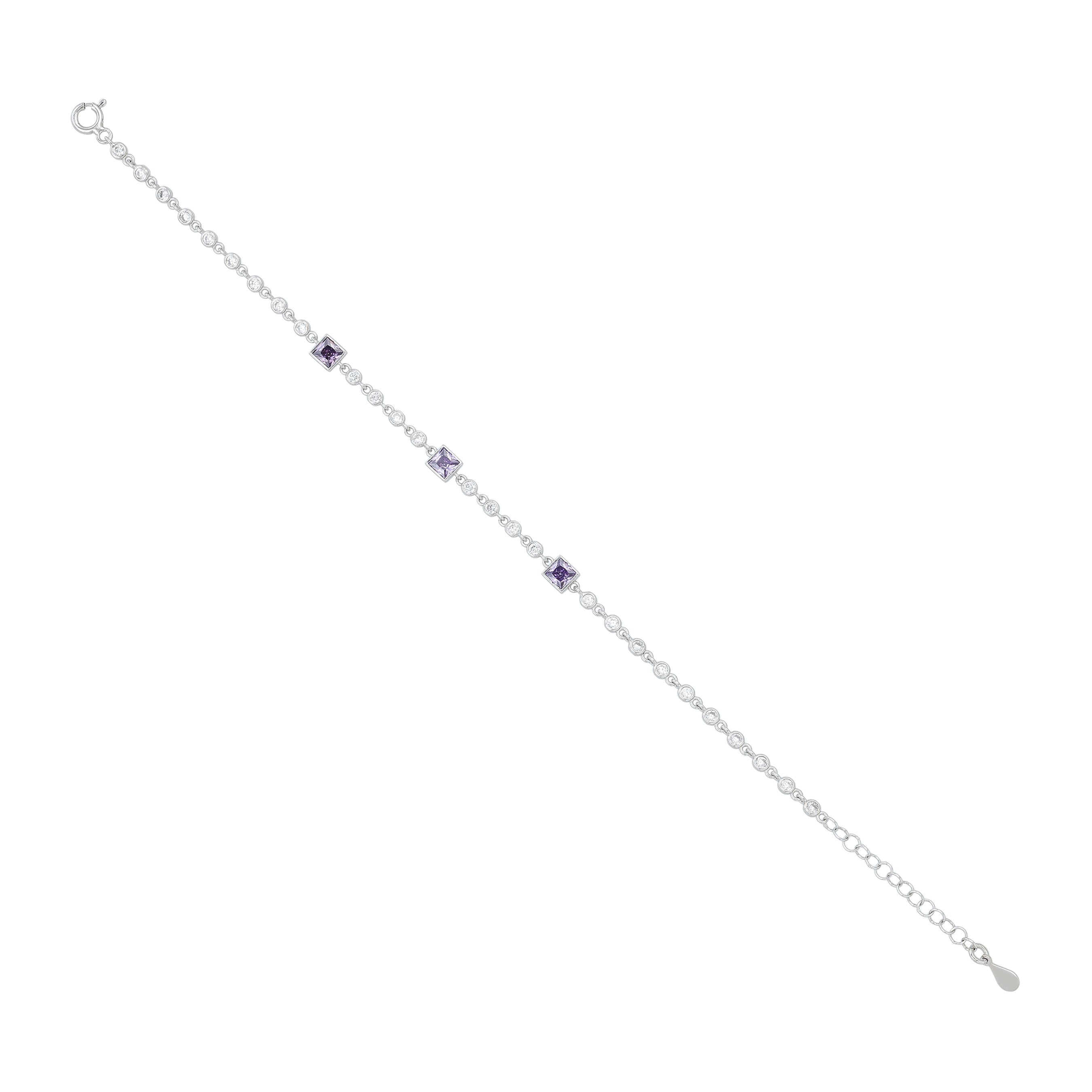 Violet Radiance 925 Sterling Silver Chain Bracelet for Women