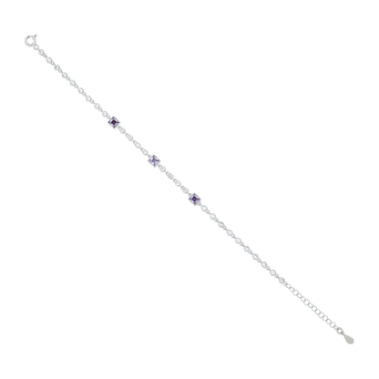 Violet Radiance 925 Sterling Silver Chain Bracelet for Women