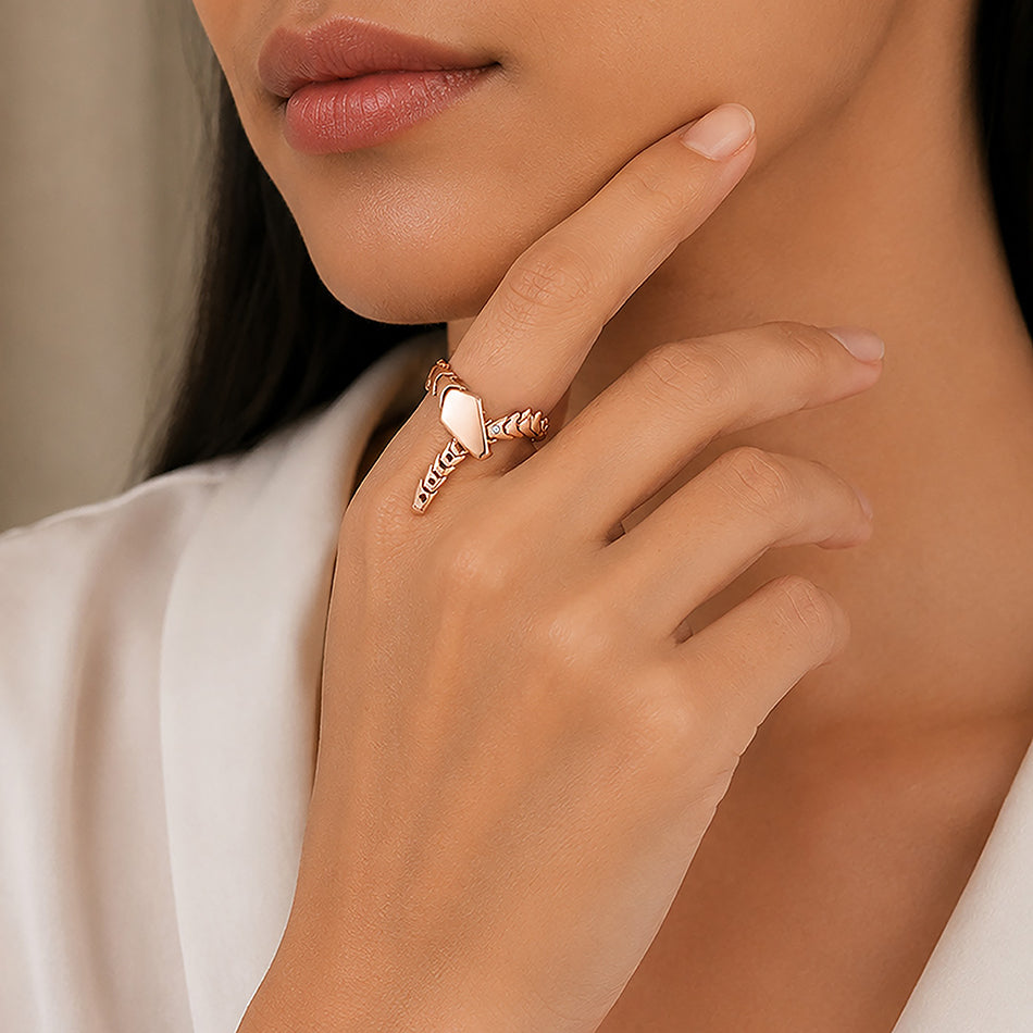 Viper Scale Articulated Rose Gold 925 Silver Ring