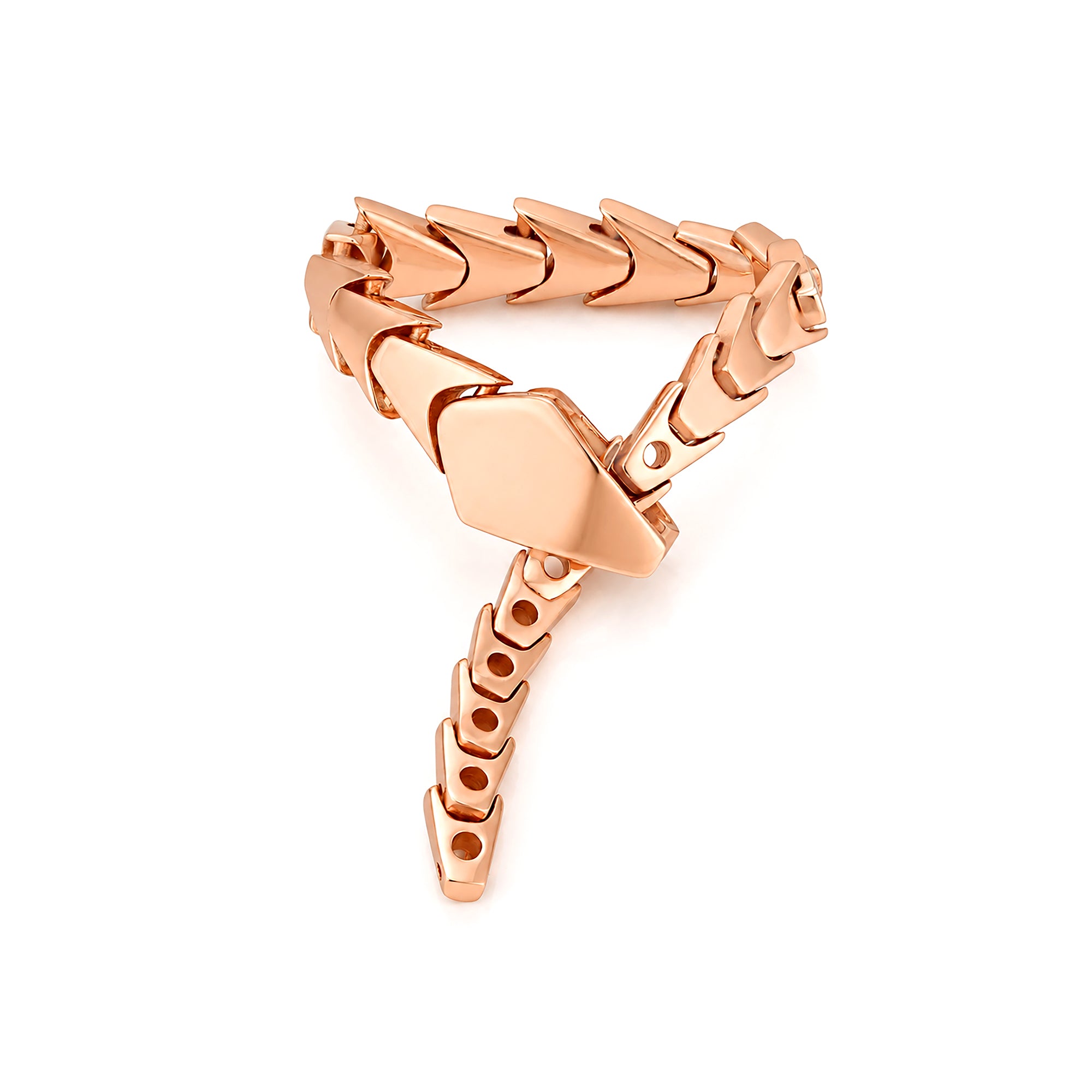 Viper Scale Articulated Rose Gold 925 Silver Ring
