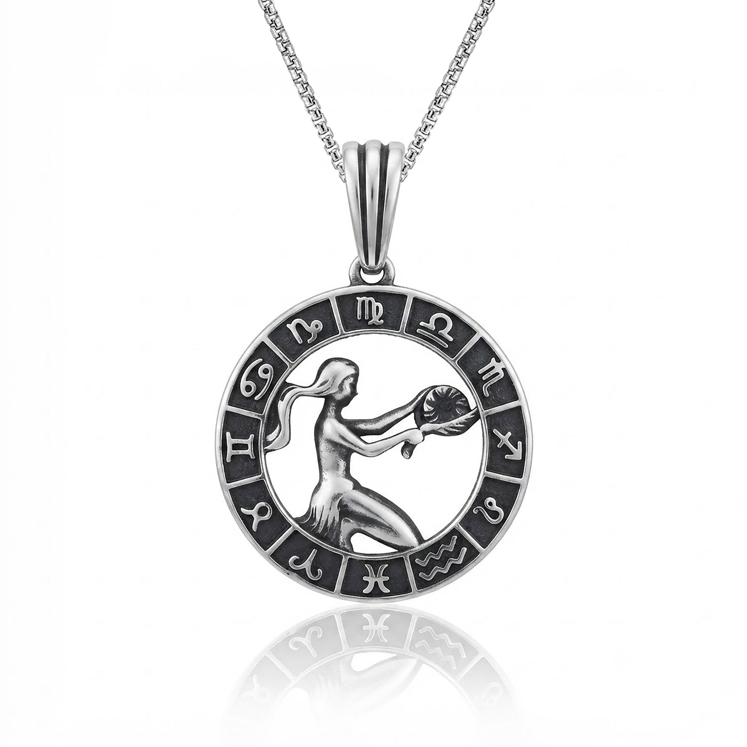 Virgo Zodiac Silver Rakhi Pendant