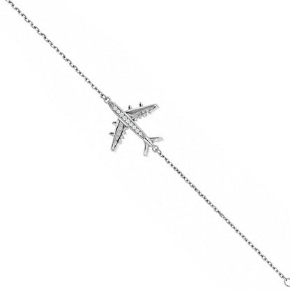 Wanderlust Airplane Sterling Silver Charm Bracelet