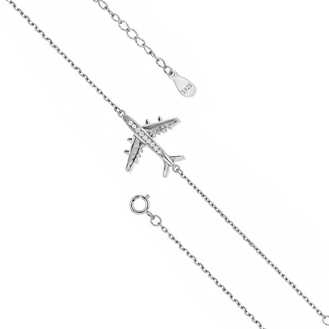 Wanderlust Airplane Sterling Silver Charm Bracelet