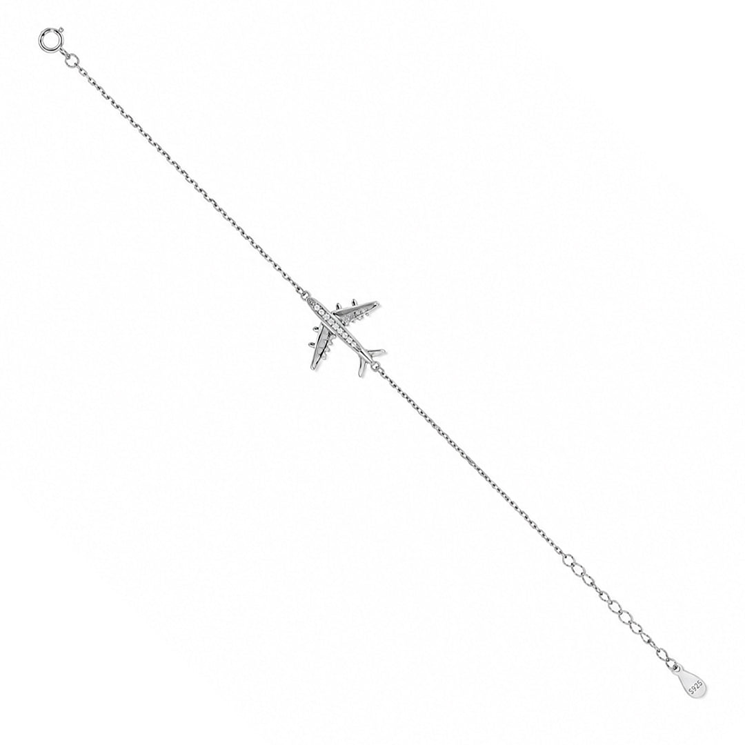 Wanderlust Airplane Sterling Silver Charm Bracelet