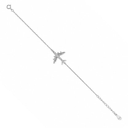 Wanderlust Airplane Sterling Silver Charm Bracelet
