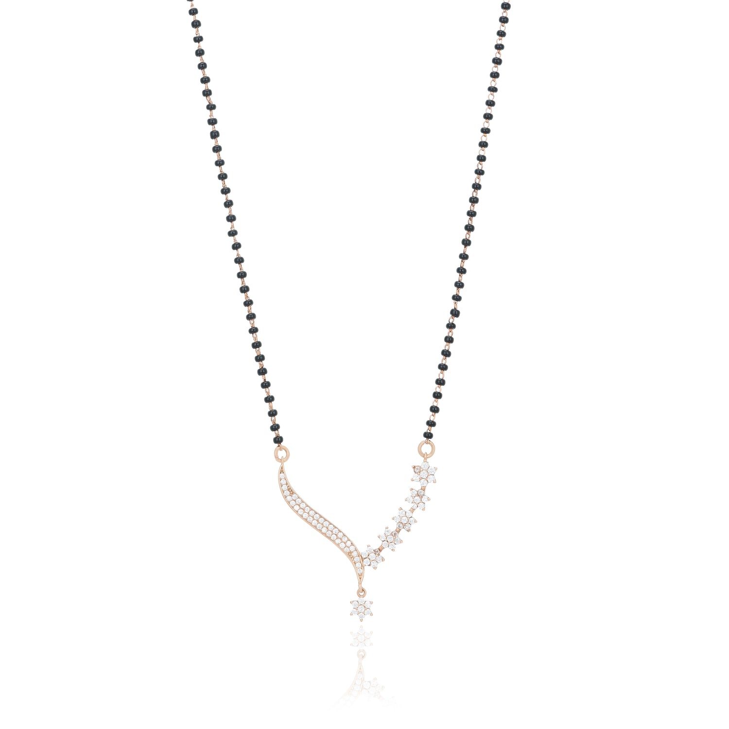 Wave Floral Drop Rose Gold 925 Silver Mangalsutra