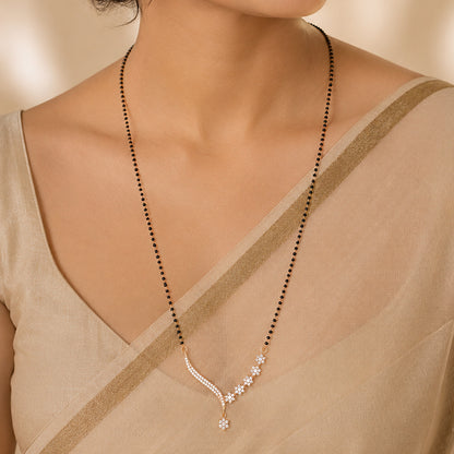 Wave Floral Drop Rose Gold 925 Silver Mangalsutra