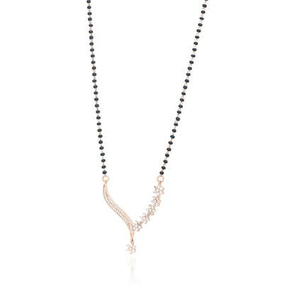 Wave Floral Drop Rose Gold 925 Silver Mangalsutra