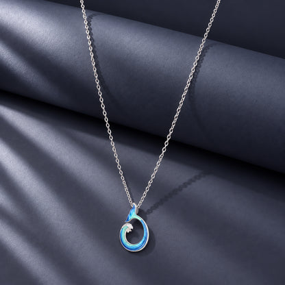 Whale Tail Ocean Wave Fusion Rhodium Plated 925 Chain Pendants
