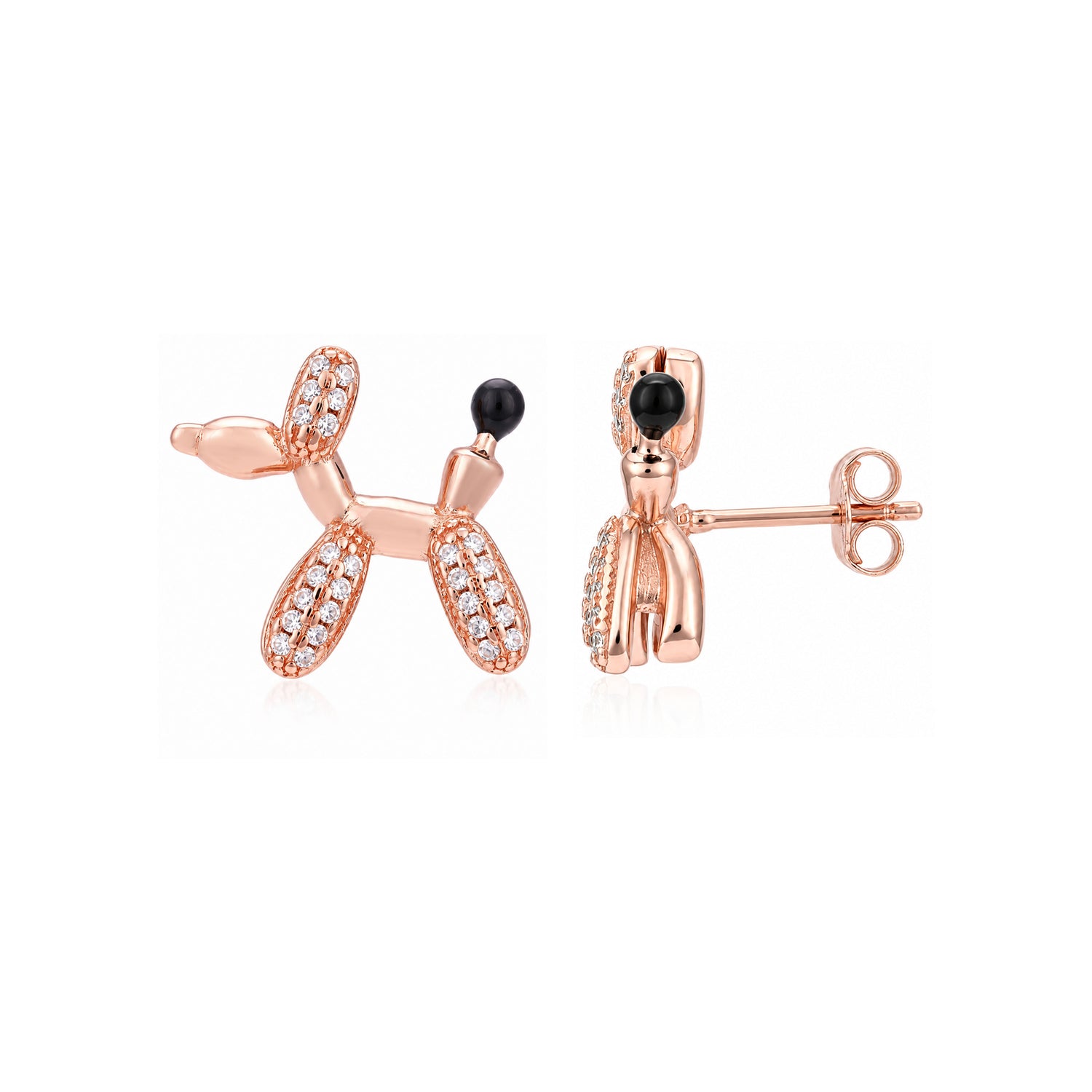 Whimsical Balloon Dog Silver Stud Earrings