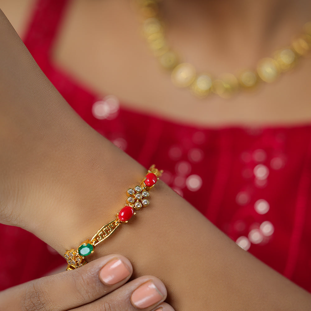 White Blossom 925 Gold Plated Colour Accents Bracelets