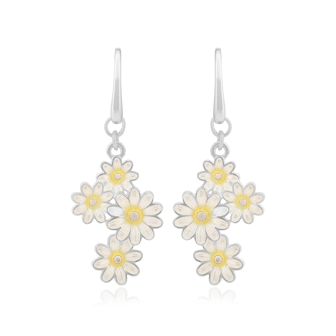 925 White Daisy Flower Silver Hook Earring - Shop Flower Silver Jewellery