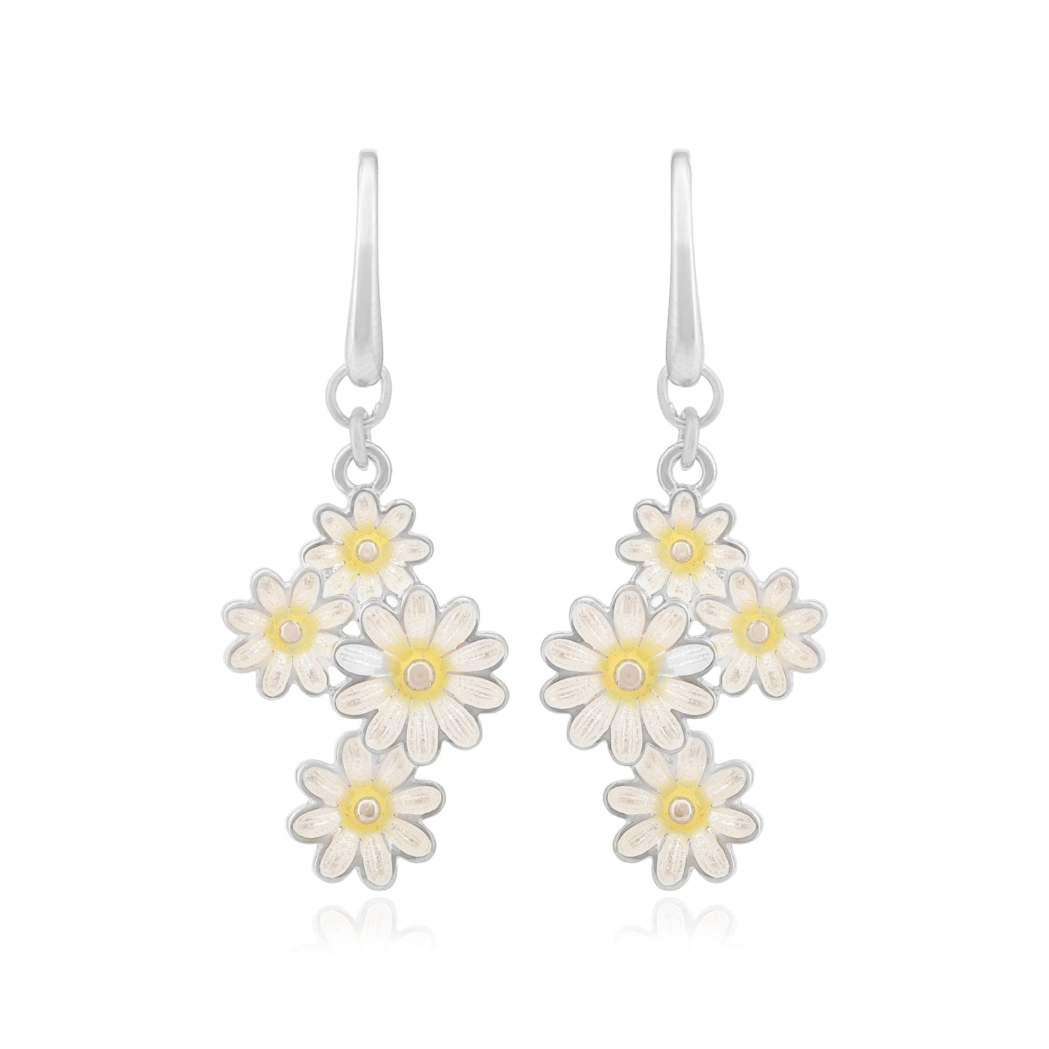 925 White Daisy Flower Silver Hook Earring - Shop Flower Silver Jewellery