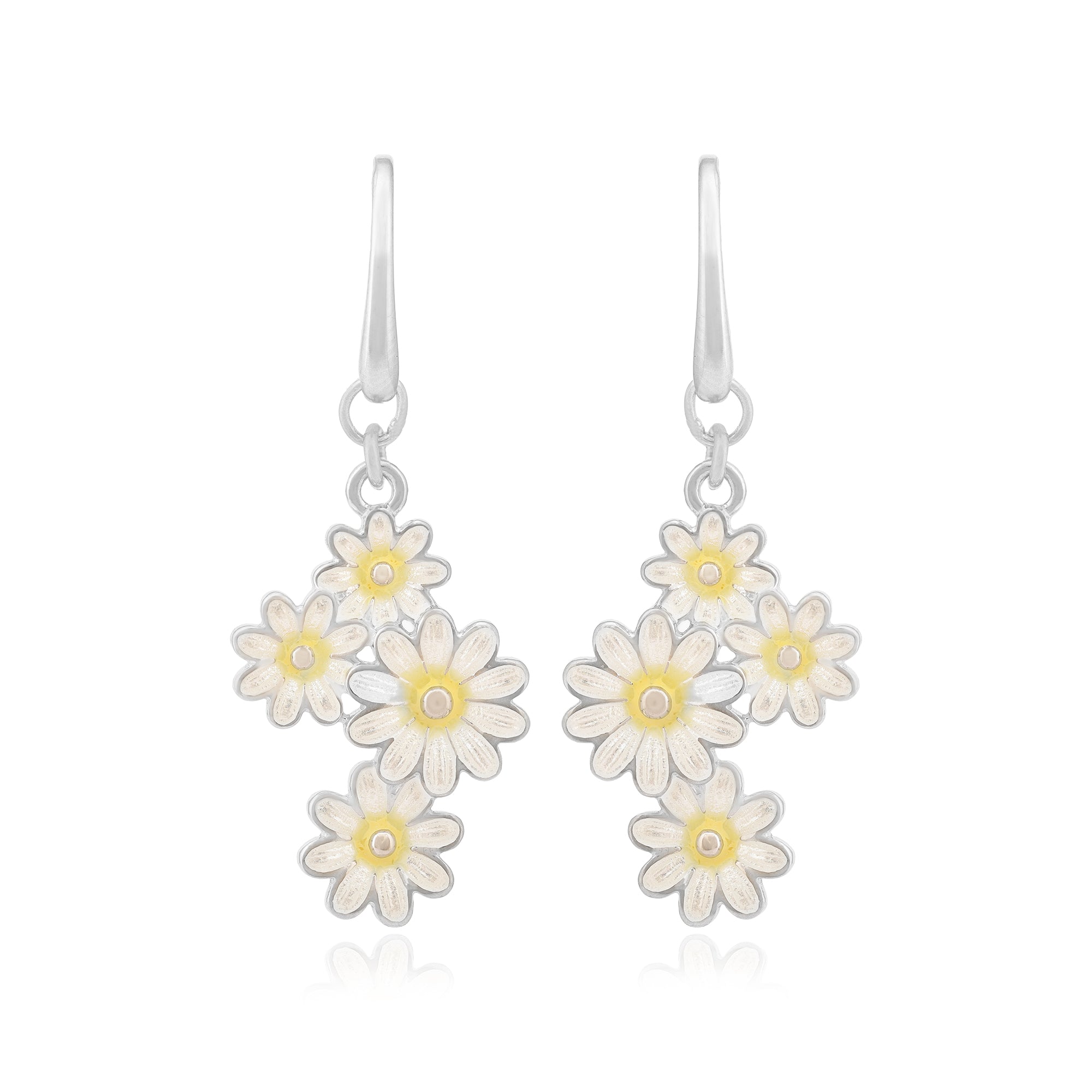 925 White Daisy Flower Silver Hook Earring - Shop Flower Silver Jewellery