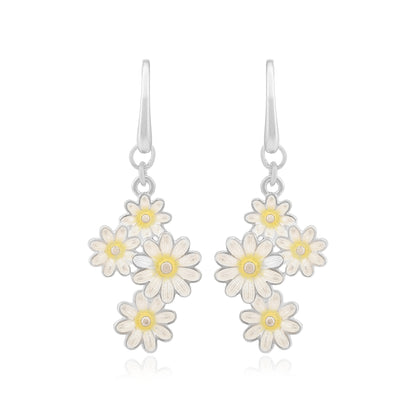 925 White Daisy Flower Silver Hook Earring - Shop Flower Silver Jewellery