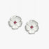 White Enamel Petals Centered Pink Rhodium  925 Earrings-1