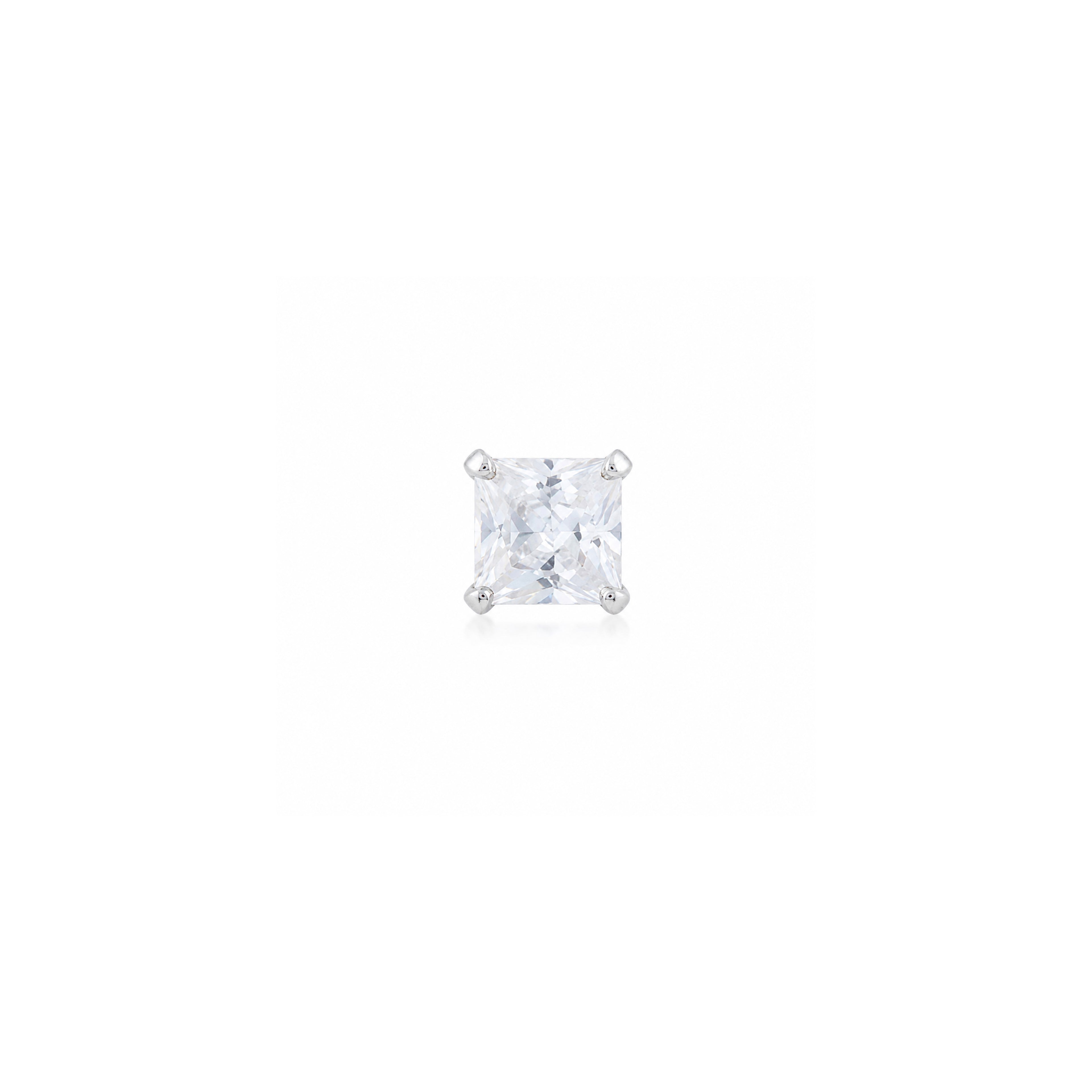 White Square Crystal Silver Nosepin