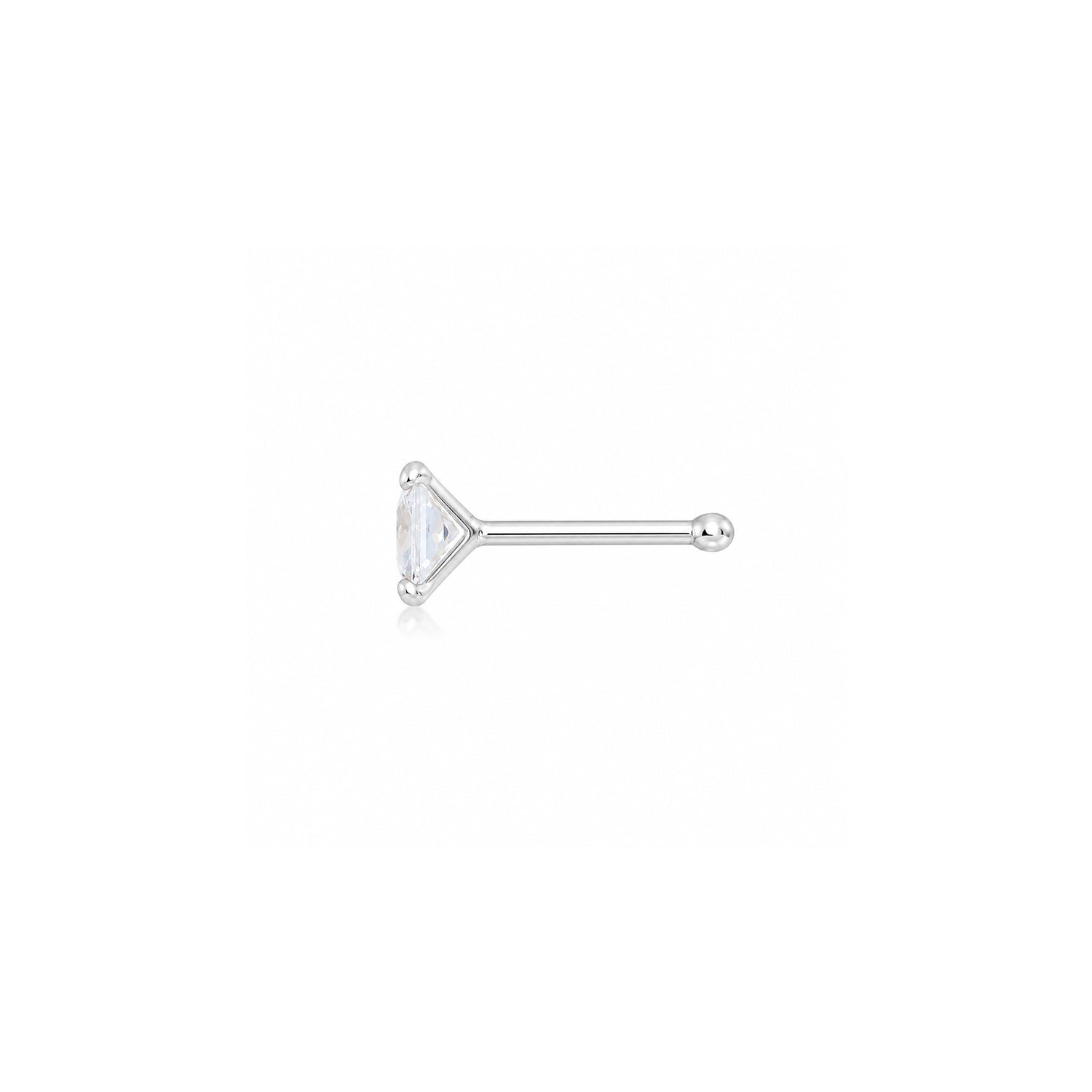 White Square Crystal Silver Nosepin