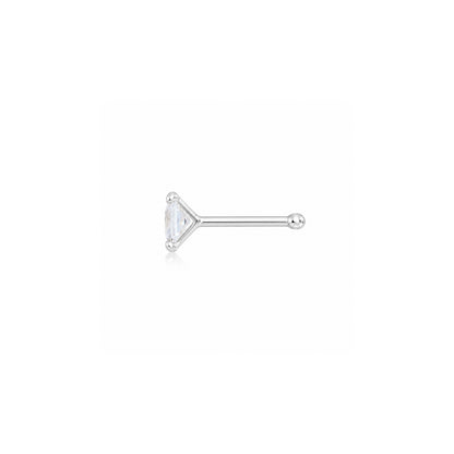 White Square Crystal Silver Nosepin