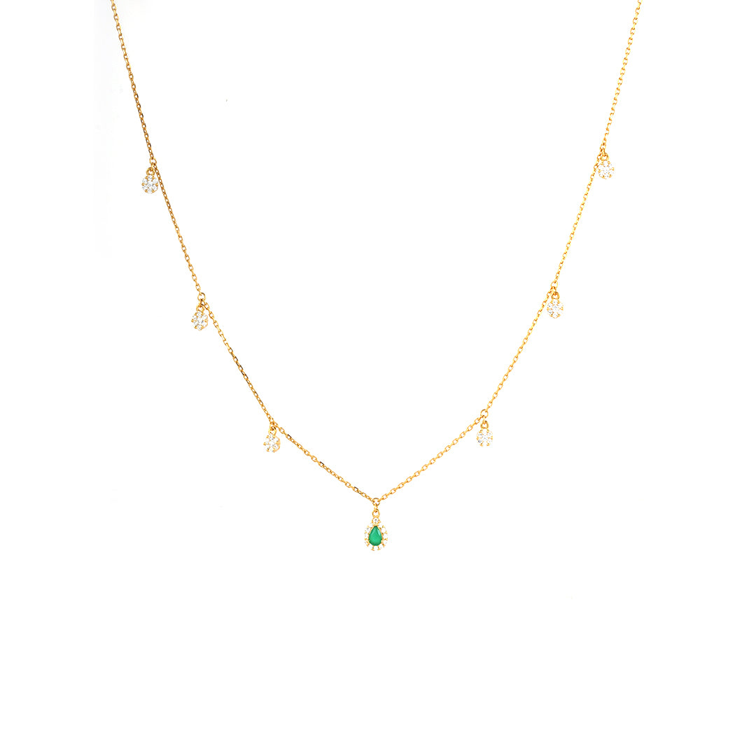 White and Green Stone Drops Necklace Online