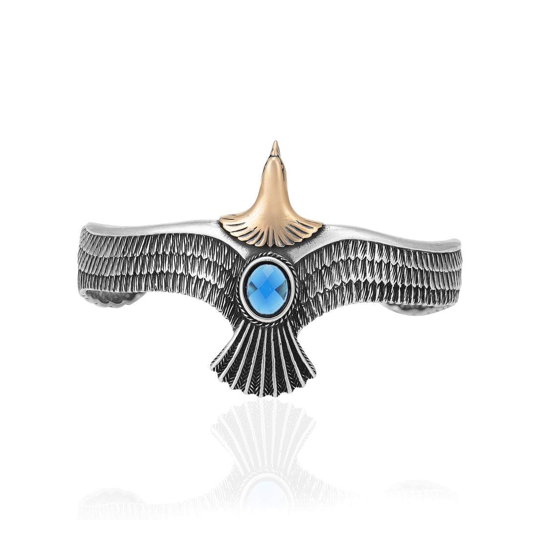 Winged Turquoise Sterling Silver Oxidised Eagle Cuff