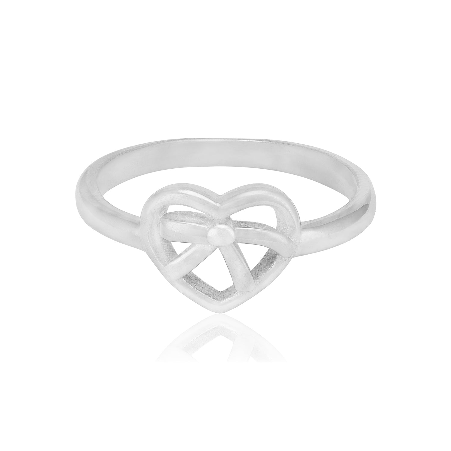 Wrapped Heart Rhodium Plated 925 Bow Heart Rings