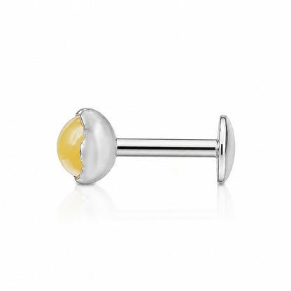 Yellow Gemstone Bezel Silver NosePin