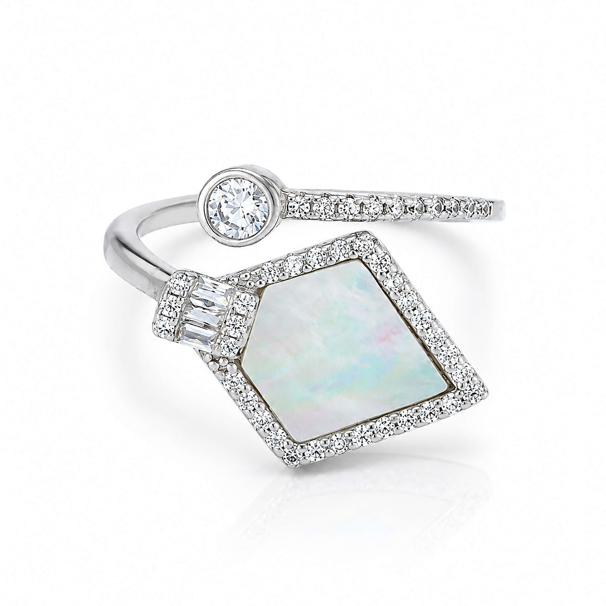 Zenith Silver Kite-Shape Mother of Pearl Open Ring