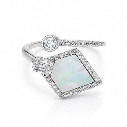 Zenith Silver Kite-Shape Mother of Pearl Open Ring