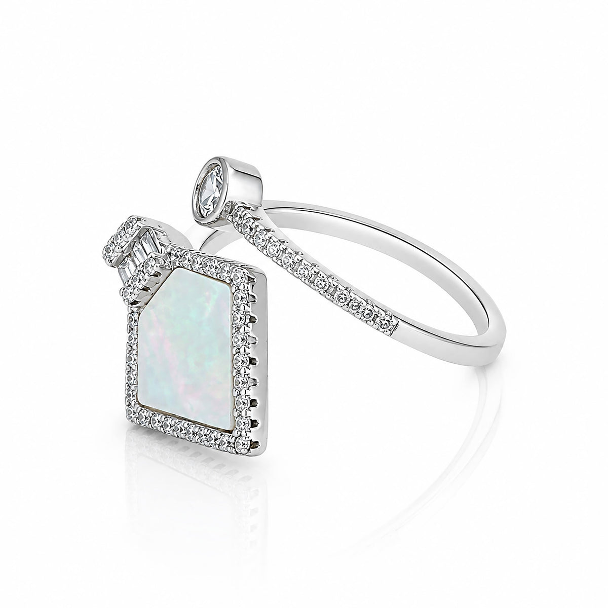Zenith Silver Kite-Shape Mother of Pearl Open Ring
