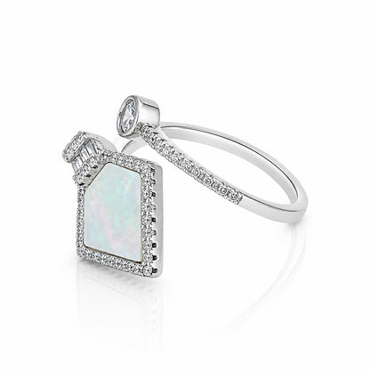Zenith Silver Kite-Shape Mother of Pearl Open Ring