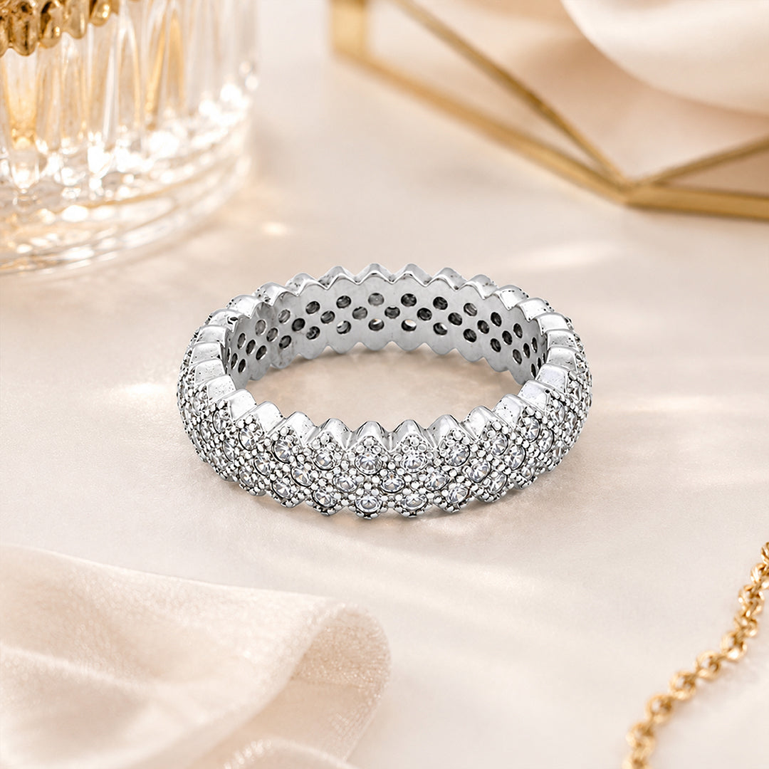 Zig-Zag Pavé Glamour 925 Sterling Silver Ring for Women