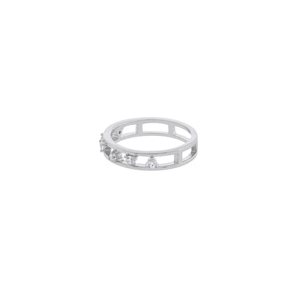 925 Sterling Silver Rhodium Plated Zirconia Ring