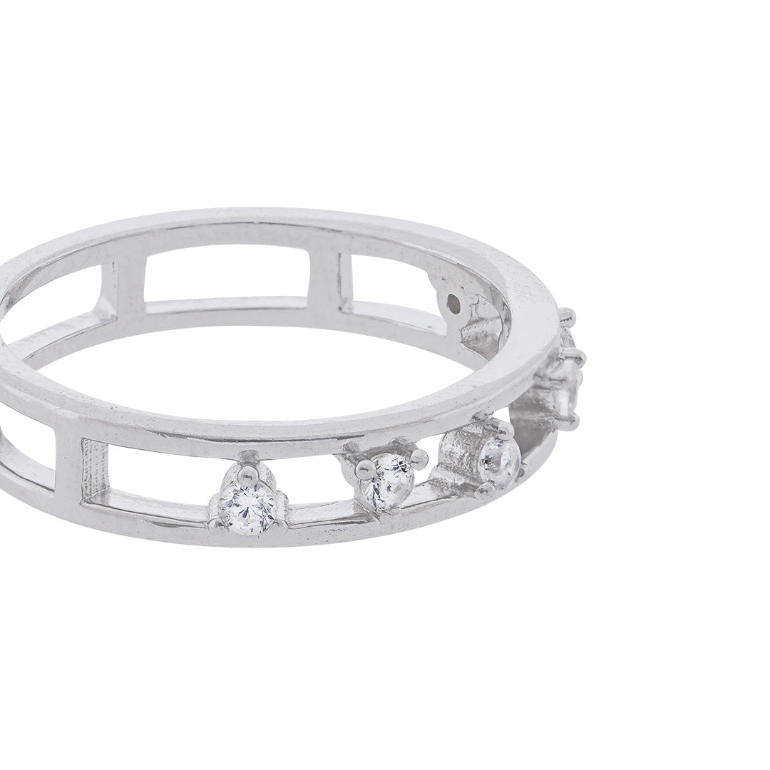 925 Sterling Silver Rhodium Plated Zirconia Ring