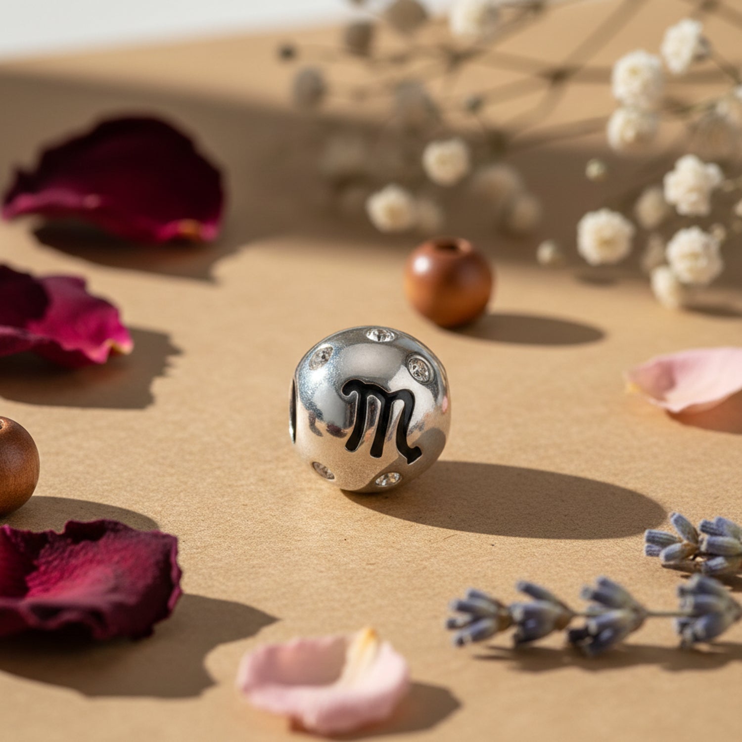Zodiac Scorpio Symbol Sparkle Charm 925 Sterling Silver Pendant