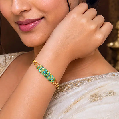 Turquoise Bloom 925 Sterling Silver Gold Plated Bracelet
