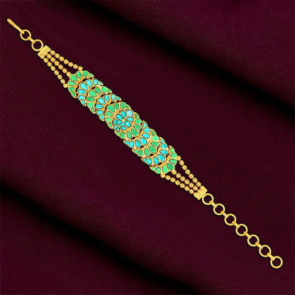 Turquoise Bloom 925 Sterling Silver Gold Plated Bracelet